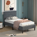 Twin Size Upholstered Bed Frame with Button Tufted Headboard