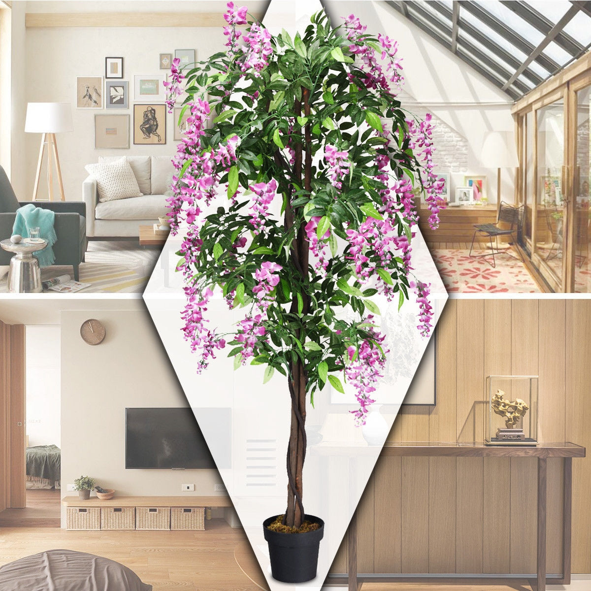 6-Feet Artificial Wisteria Silk Indoor-Outdoor Tree-1pieces