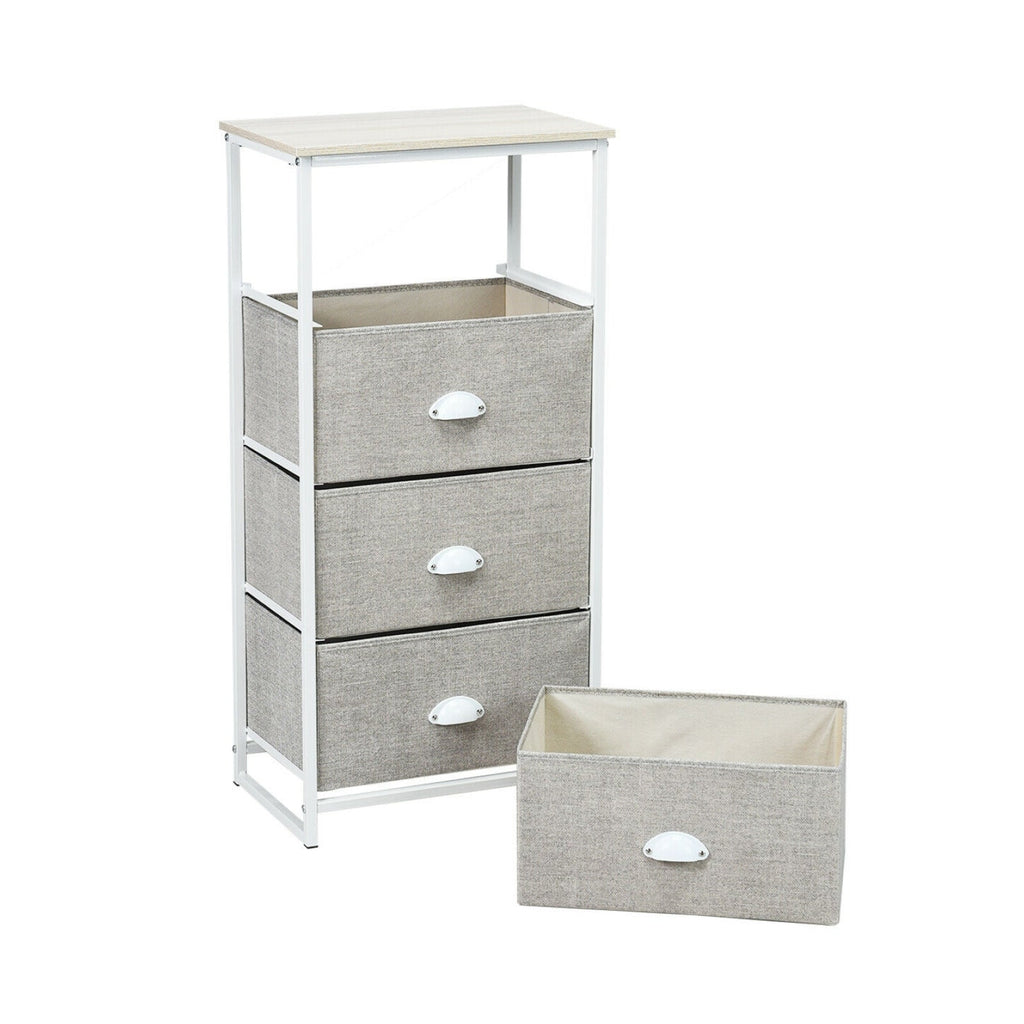 Chest Storage Tower Side Table Display Storage with 4 Drawers-Gray