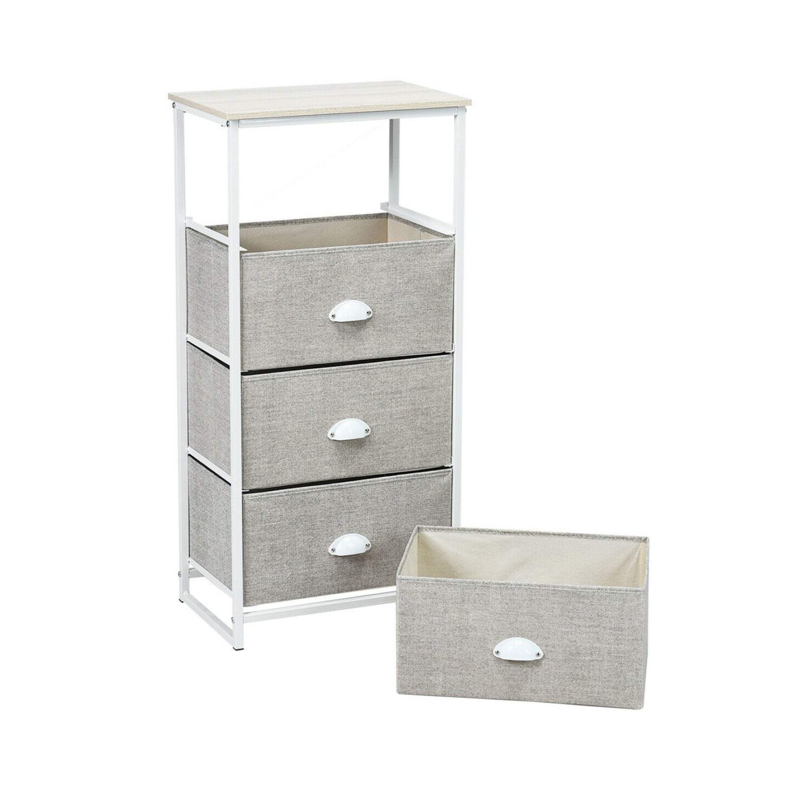 Chest Storage Tower Side Table Display Storage with 4 Drawers-Gray