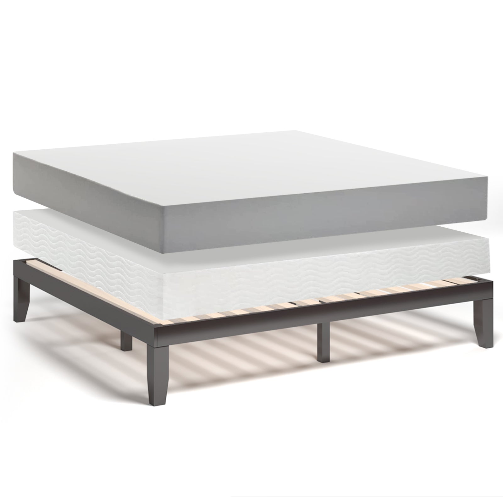 14 Inch King Size Wood Platform Bed Frame-Brown