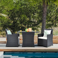 3 Pieces Patio Rattan Furniture Set with Cushion and Sofa Armrest-White