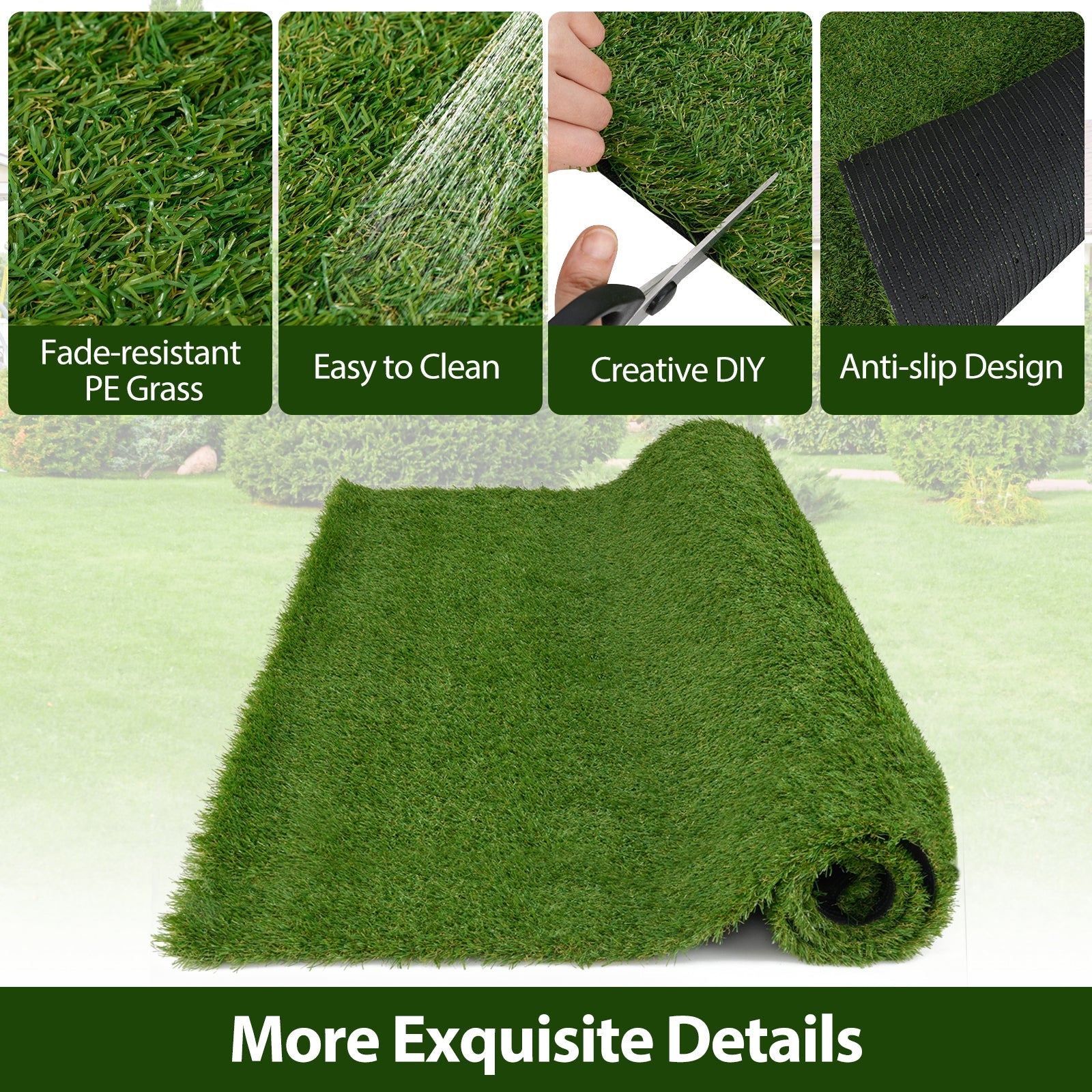 Indoor Outdoor Synthetic Turf Mat with Drainage Holes-L