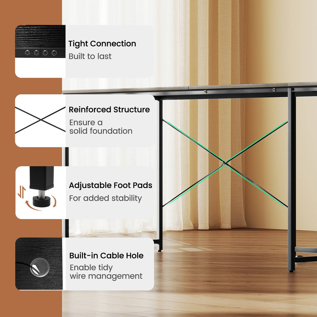 95 Inch 2-Person L-Shaped Long Reversible Computer Desk with Monitor Stand-Black