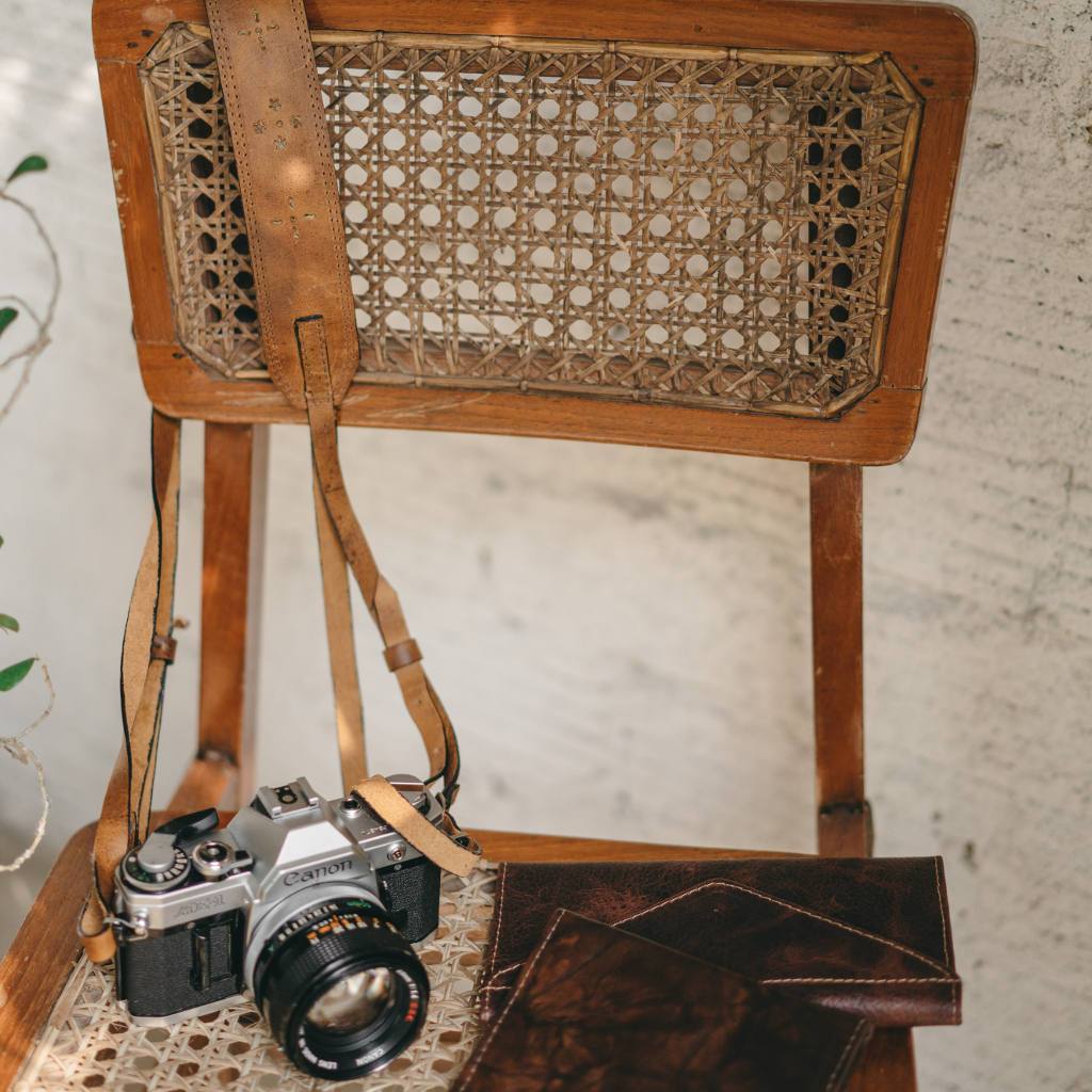 Light Brown Leather Camera Strap