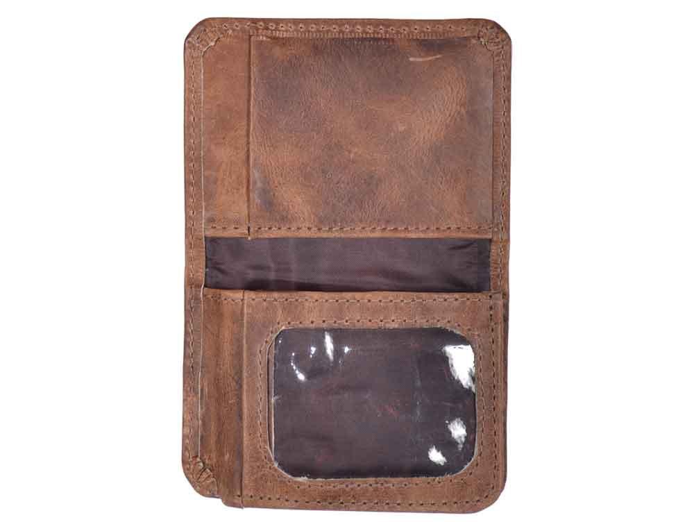 Mens Leather Wallet with Coin Pocket and ID Window