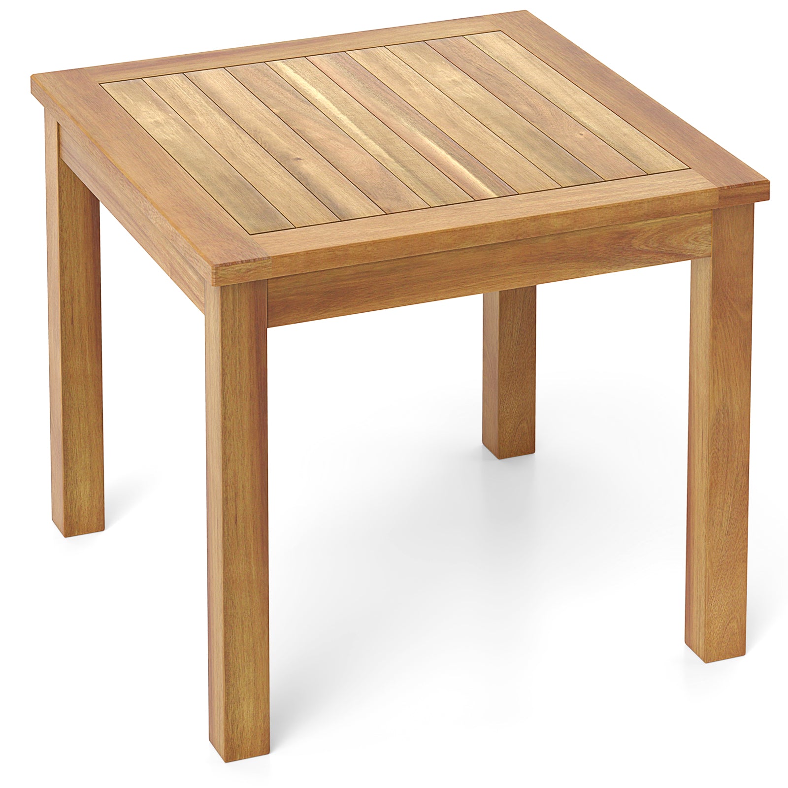 Outdoor Side Table Teak Wood End Table Square Patio Snack Coffee Table