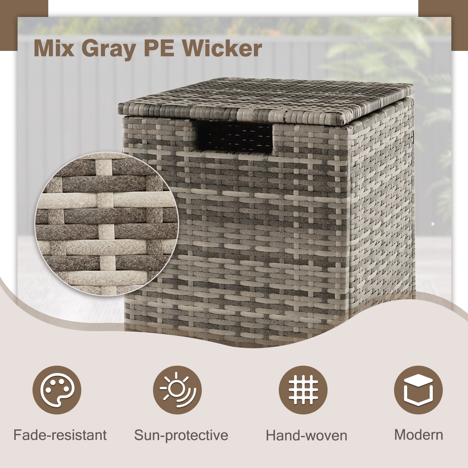 2-in-1 Patio Rattan Gas Propane Tank Cover for 20 lbs Propane Tanks-Gray