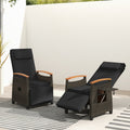 Patio Wicker Recliner Chair with Adjustable Backrest and Footrest-Black