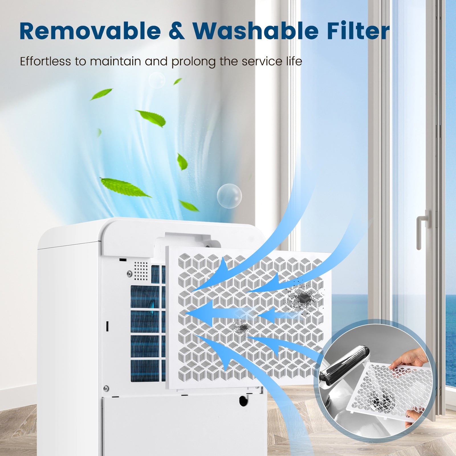 32 Pints/Day Portable Quiet Dehumidifier for Rooms up to 2500 Sq. Ft-Pink