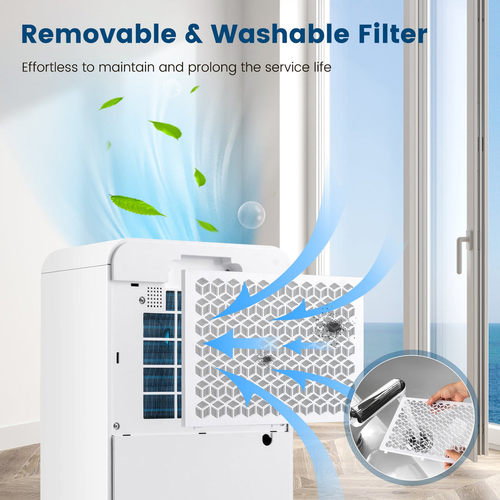 32 Pints/Day Portable Quiet Dehumidifier for Rooms up to 2500 Sq. Ft-Yellow