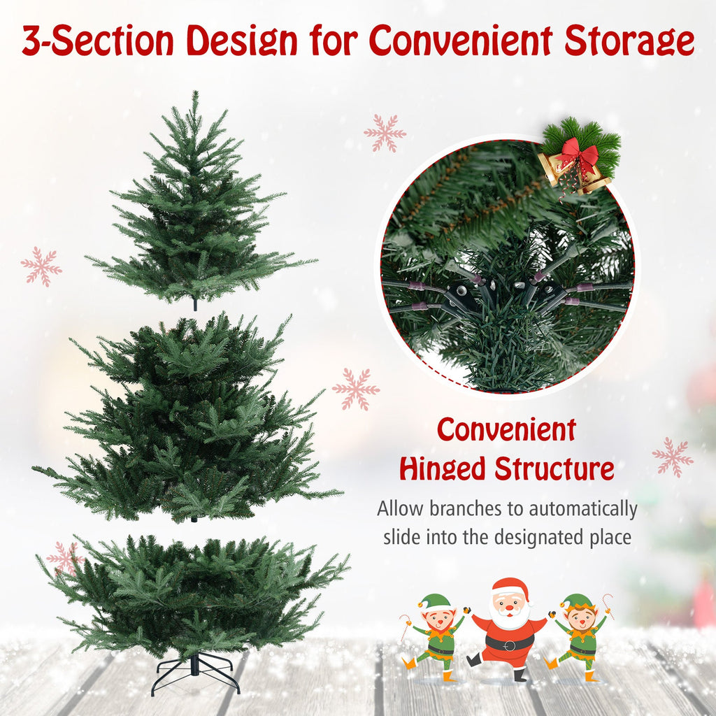 6/7/8 FT Pre-Lit Artificial Hinged Xmas Tree with 778/1480 PVC and PE Branch Tips-L