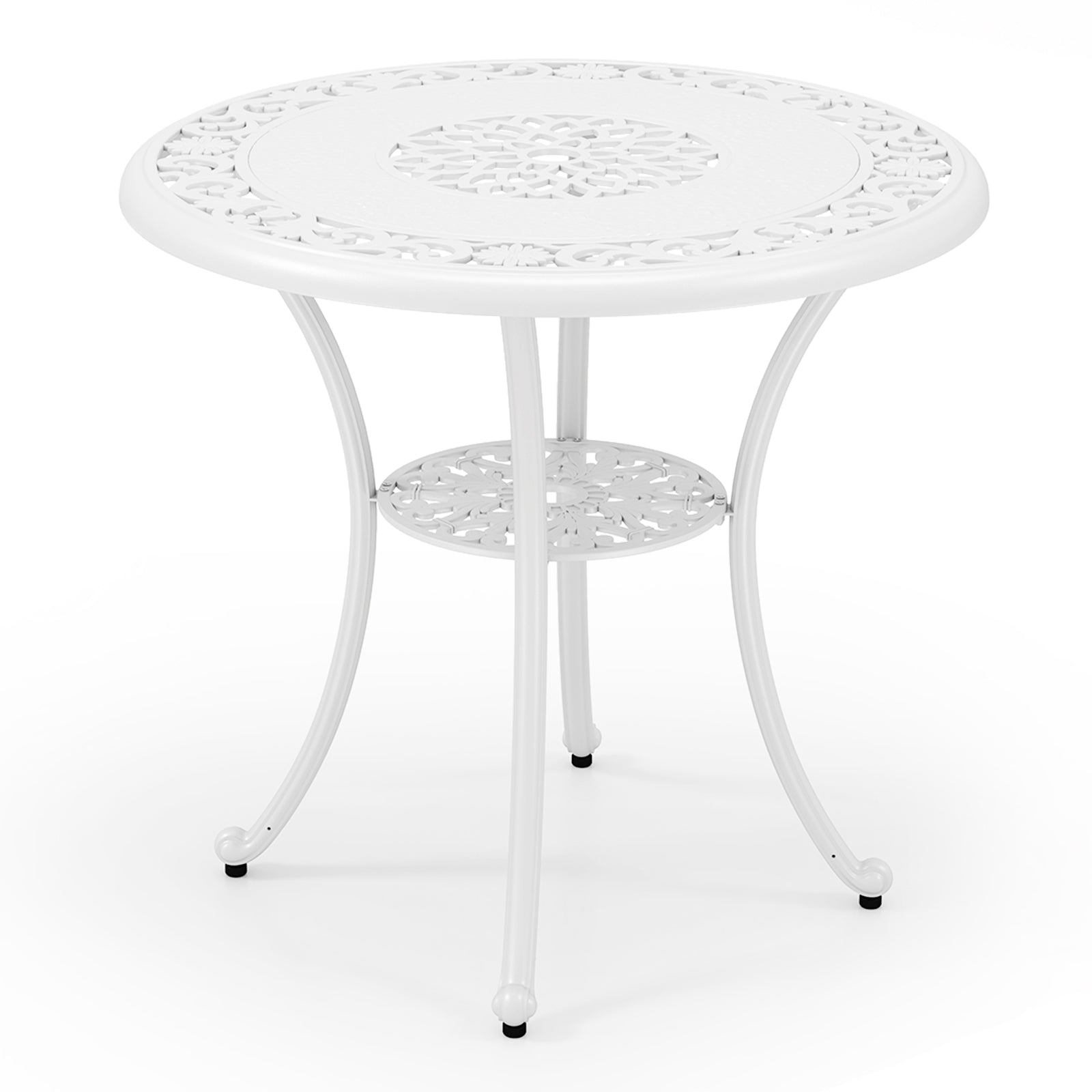 31.5 Inch Round Patio Dining Table for 4 Cast Aluminum with 2-Inch Umbrella Hole