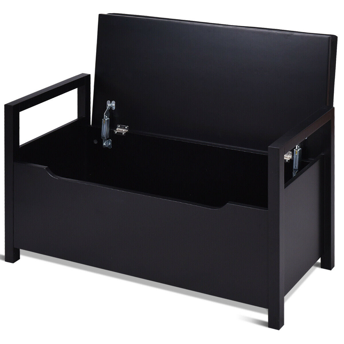 34.5 ×15.5 ×19.5 Inch Shoe Storage Bench with Cushion Seat for Entryway-Black