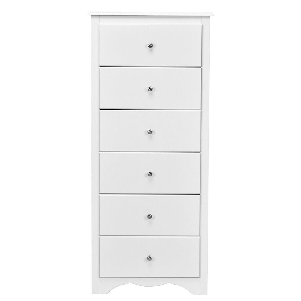 6 Drawers Chest Dresser Clothes Storage Bedroom Furniture Cabinet-White
