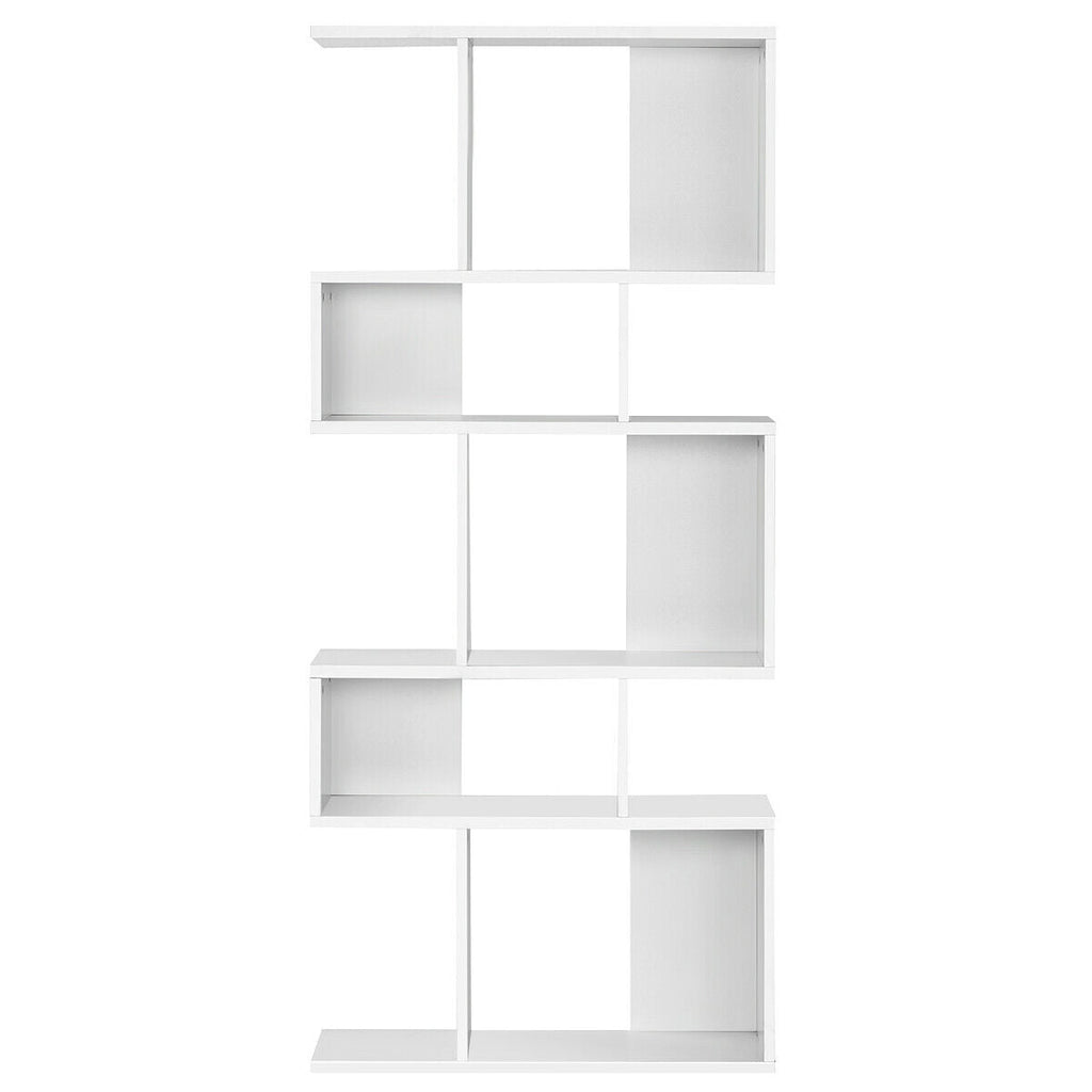 5 Cubes Ladder Shelf Corner Bookshelf Display Rack Bookcase-White