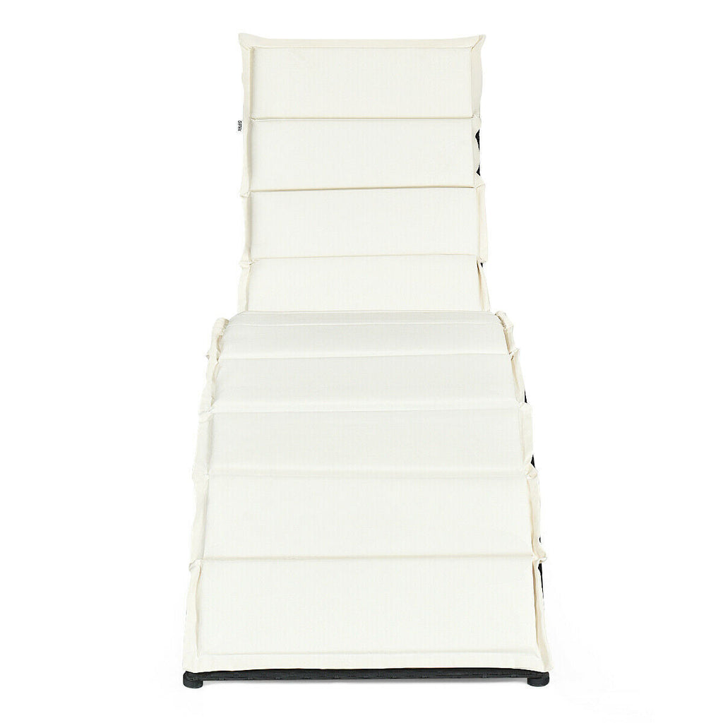 Folding Patio Rattan Lounge Cushioned Portable Chair