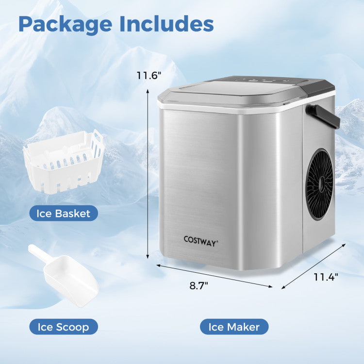 Countertop Ice Maker with Self-Cleaning for Home & Office