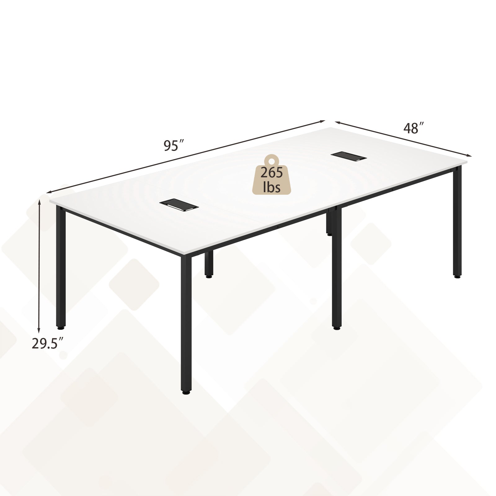 8 Feet Conference Room Table Large Meeting Table Seats up to 10 People-White