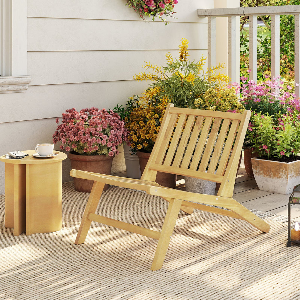 Teak Wood Outdoor Reclining Chair with Comfortable Backrest
