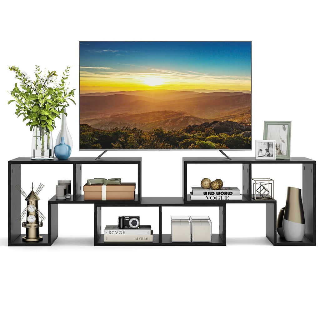 3 Pieces Adjustable TV Stand for TVs up to 65 Inch with Shelves-Mixed Black