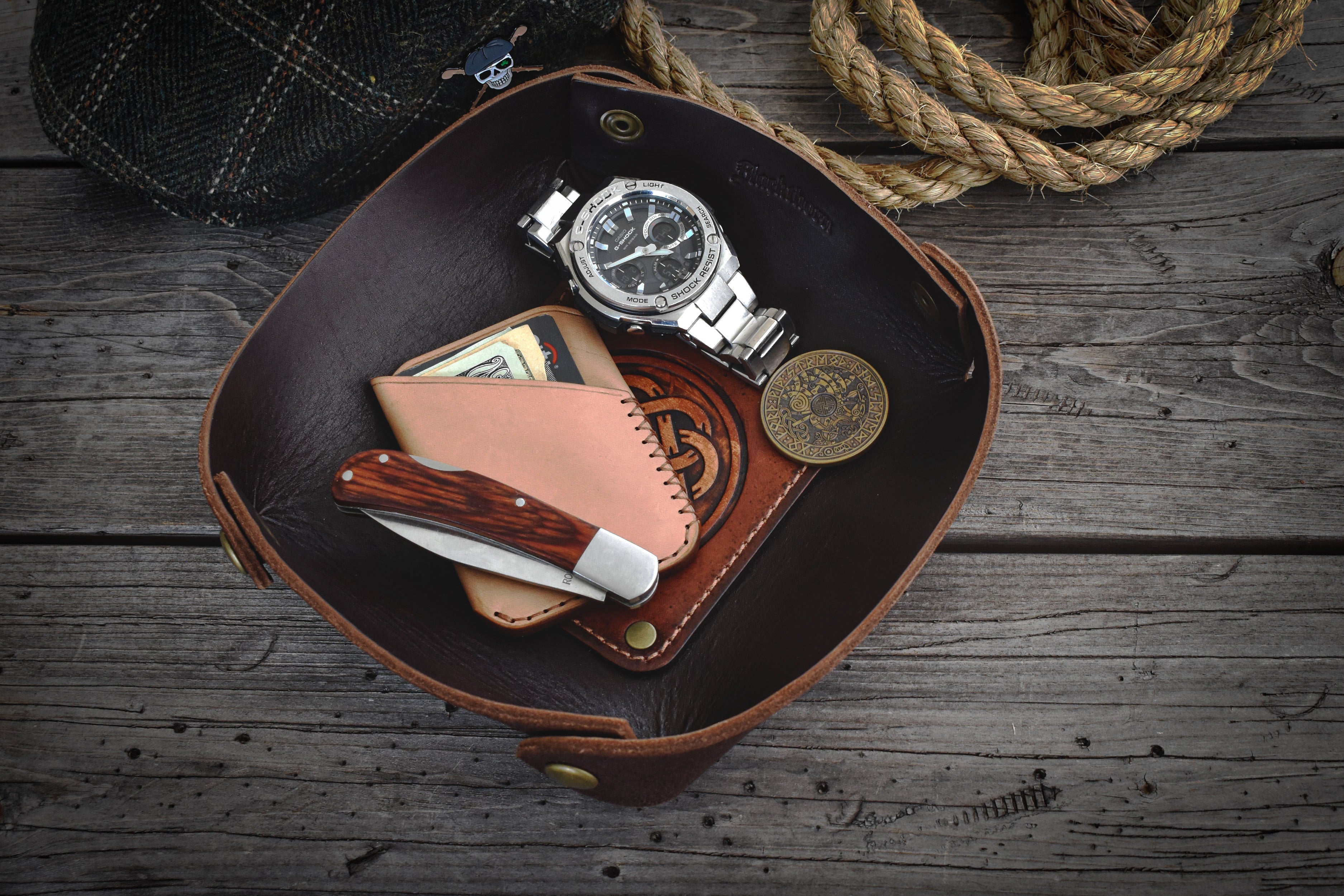 Leather Catch All Tray - Celtic