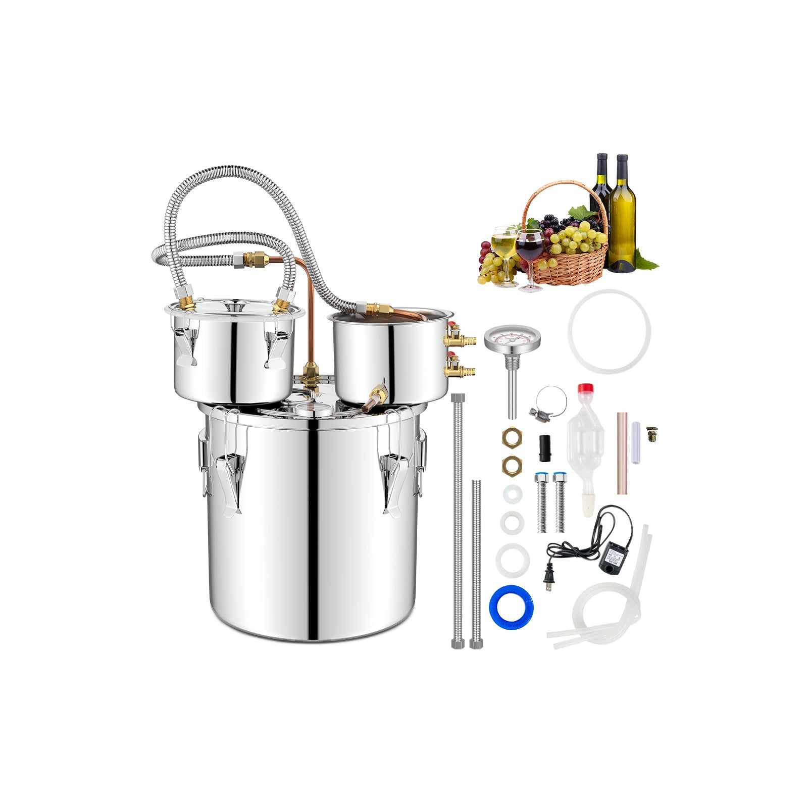 5/10 Gal 22/38 L Water Alcohol Distiller for DIY Whisky-5 Gal