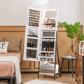 Freestanding Jewelry Cabinet with Full-Length Mirror-White