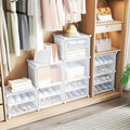 12-Cube 48 Pairs Portable Shoe Shelves with Hook-White